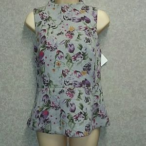 Halogen floral sleveless peplum blouse